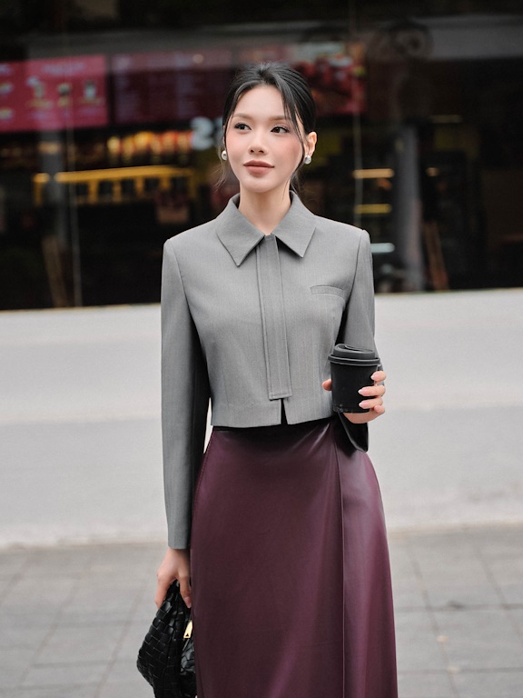 Áo jacket cổ đức túi cơi ngực